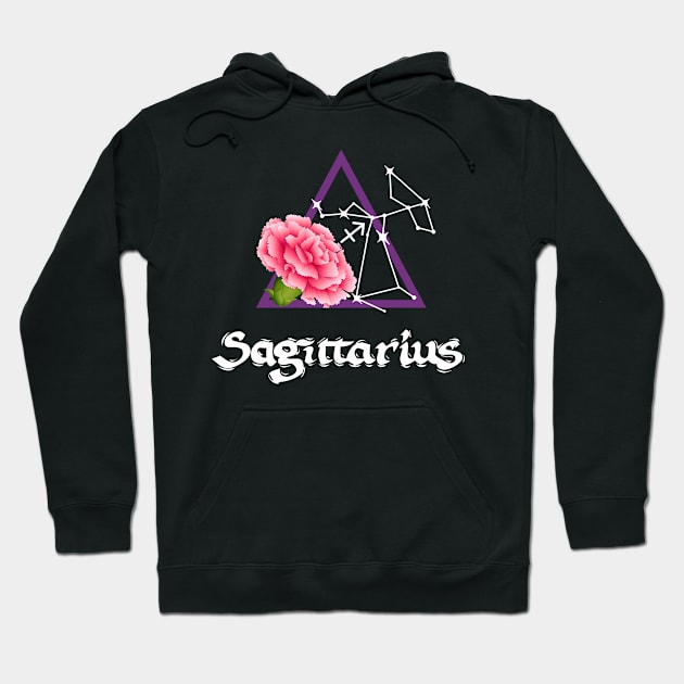 Sagittarius Zodiac Flower Carnation Fire Element Hoodie by jverdi28